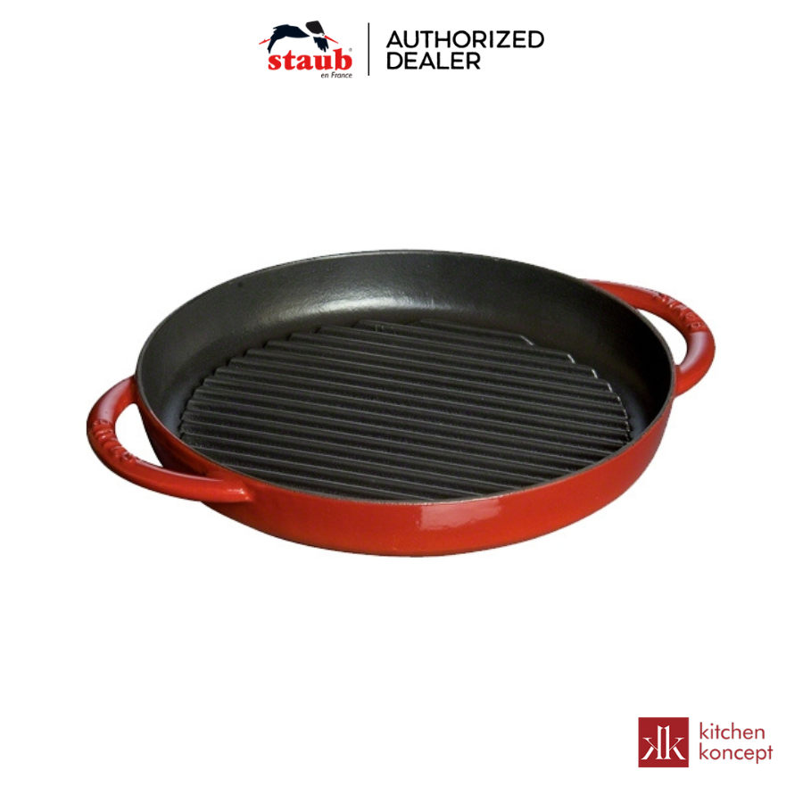 [Trả góp 0%] Staub – Chảo nướng màu đỏ cherry – 26cm