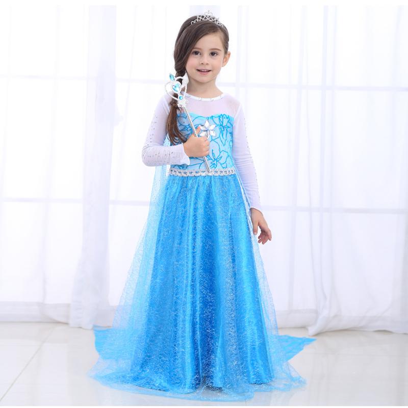 Bộ váy ElSA Trang phục Halloween cho bé + Tóc,Gậy, Bờm