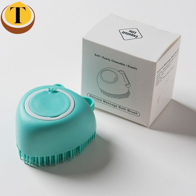 Bàn chải bông tắm massage tạo bọt silicone siêu mềm tắm siêu sạch, có ngăn đựng sữa tắm tiện lợi, giúp tẩy tế bào da hiệu quả