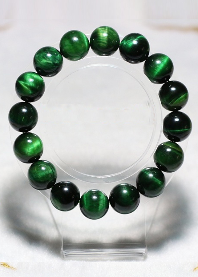 [HCM]Vòng tay đá mắt hổ xanh lá 10ly