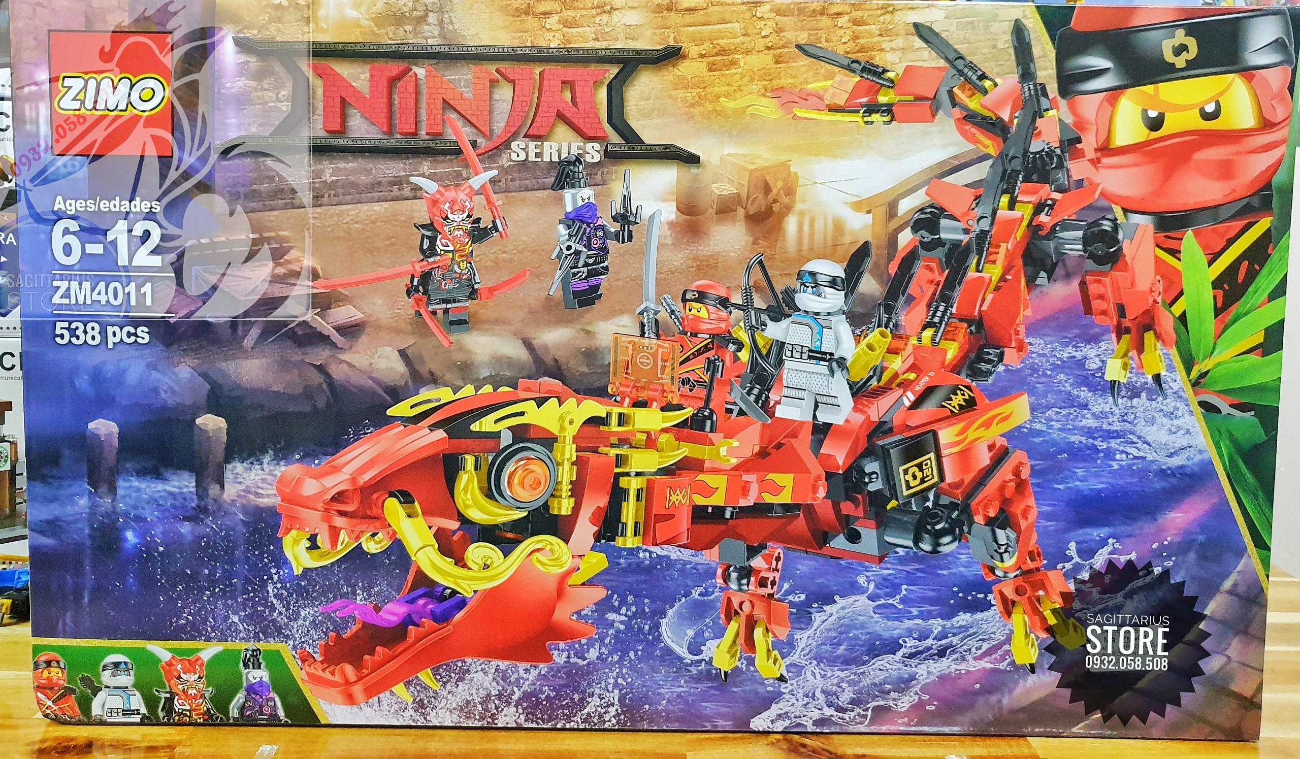 [HCM]Bộ Lego Zimo ZM4011 Lắp Ráp Rồng Ninja ( Đỏ - 538 Mảnh )