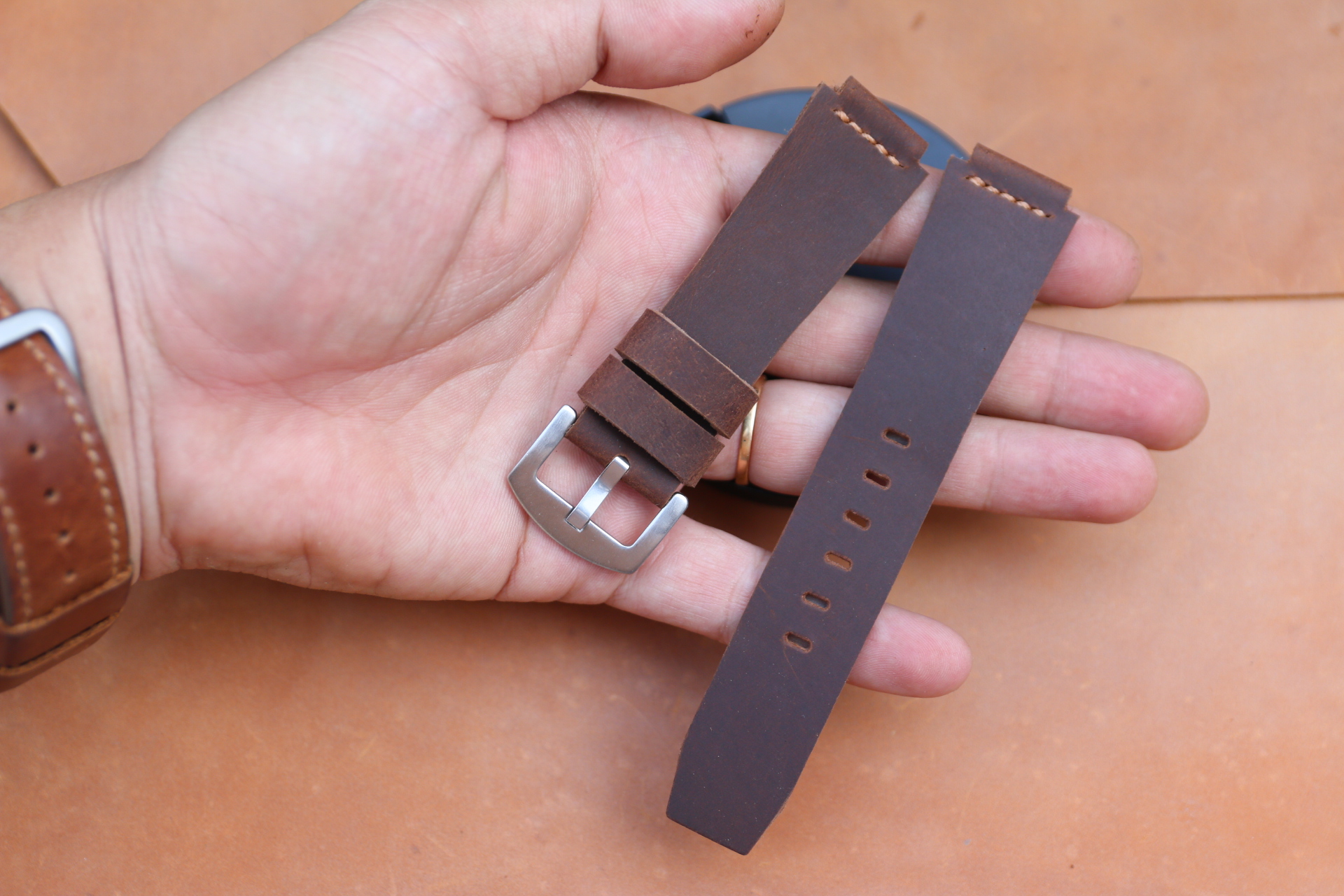 [HCM]Dây đồng hồ da handmade thay thế Casio AE1200