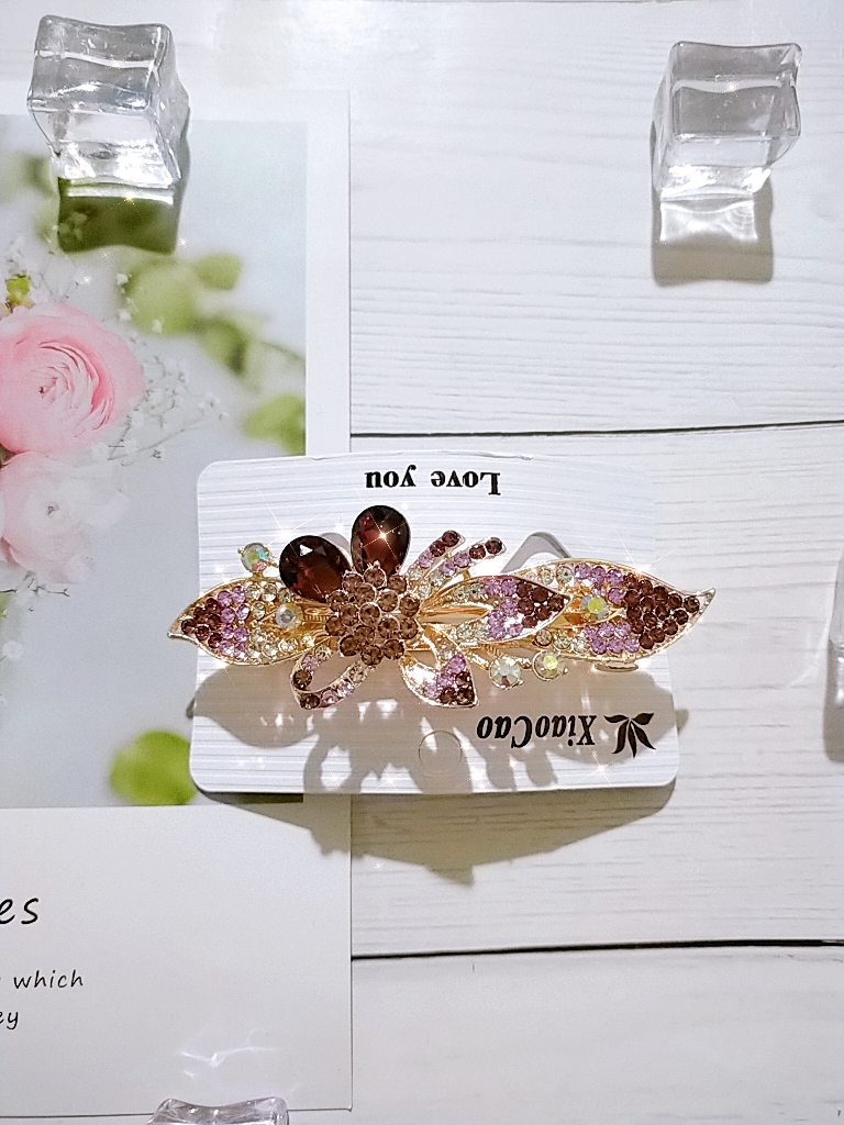 Kẹp tóc phía sau đính đá lấp lánh cao cấp hoa dài