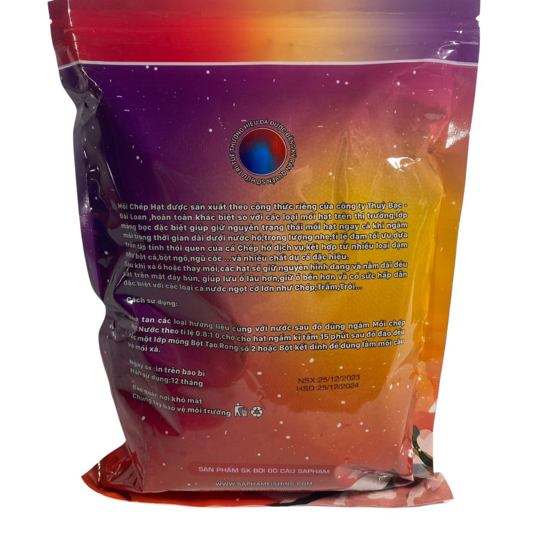 Mồi câu cá Chép Hạt Sapham dạng hạt mồi nhẹ gói 500gr