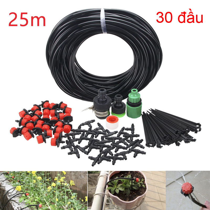 Bộ dây tưới nhỏ giọt 30 đầu dài 25 mét