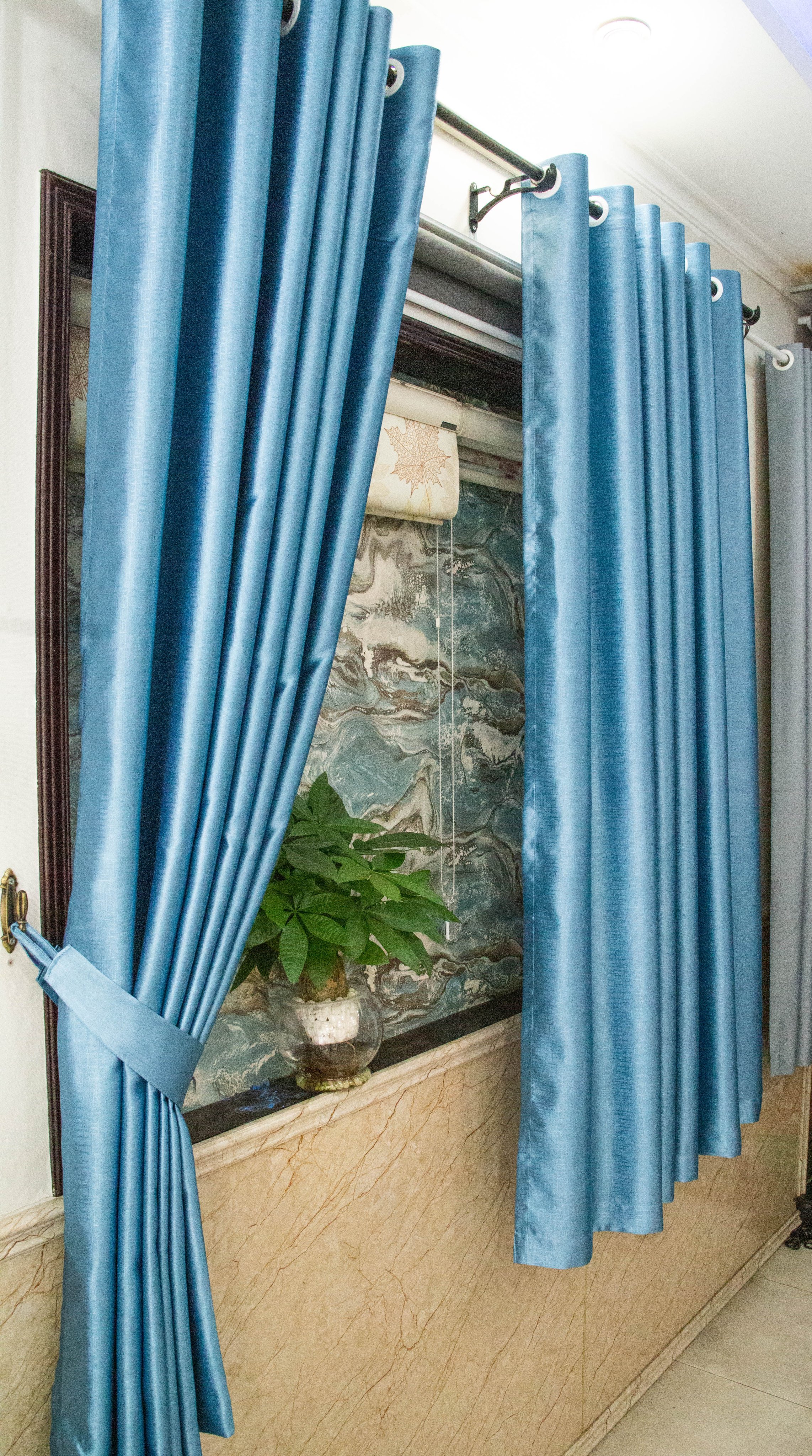 High-Quality Light-Blocking Curtains, Blue Color