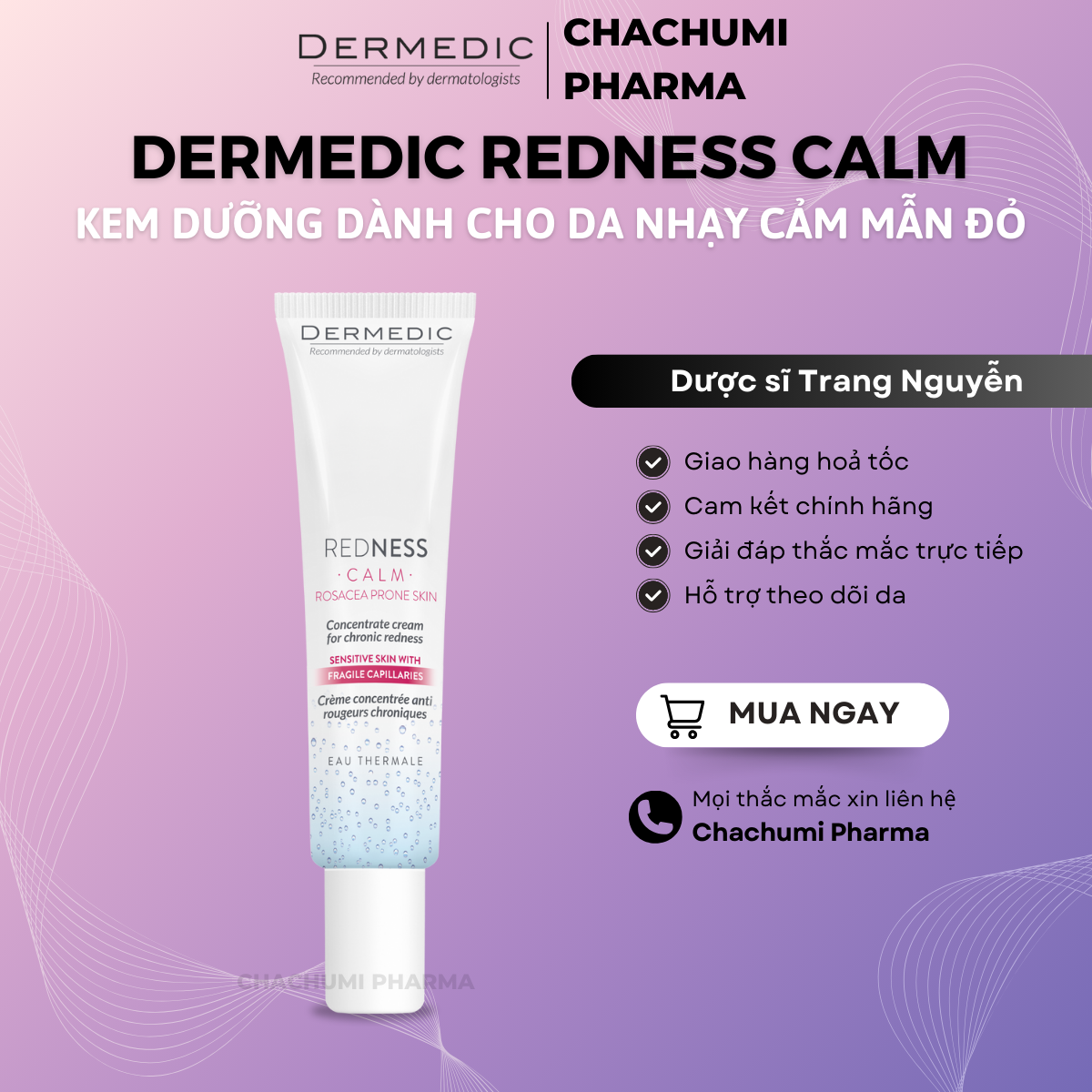 [TPHCM] Kem Dưỡng Cho Da Nhạy Cảm DERMEDIC REDNESS CALM ROSACEA PRONE SKIN Concentrate cream 40ml