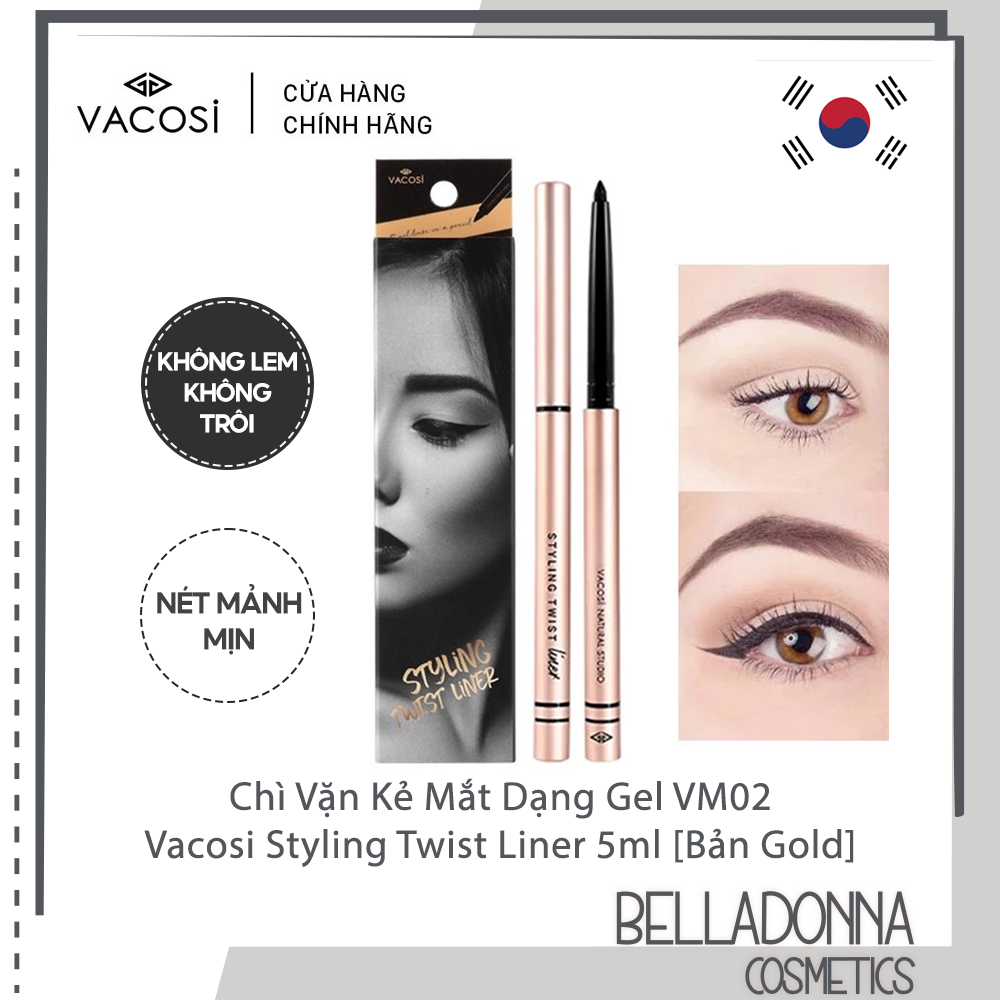 Chì Vặn Kẻ Mắt Dạng Gel Vacosi Styling Twist Liner 5ml [Bản Gold]