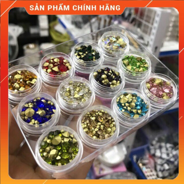 Đá chân nhọn set 12 hũ trang trí móng