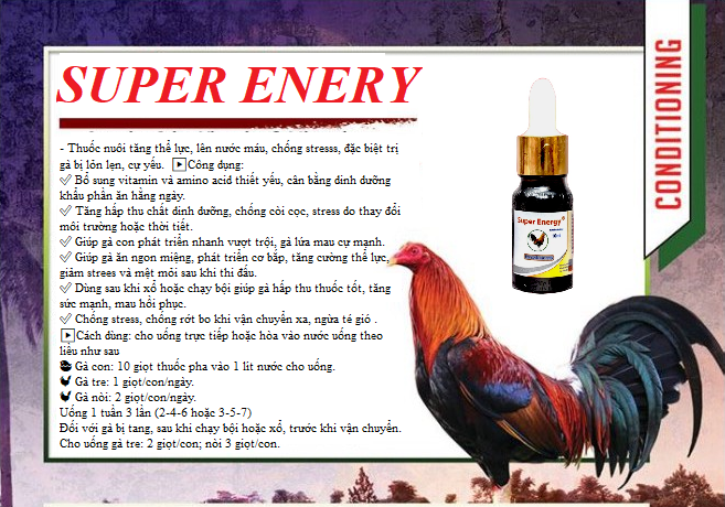 Thuốc nuôi cho gà đá. Đặc biệt trị lõn lẽn SUPER ENERY