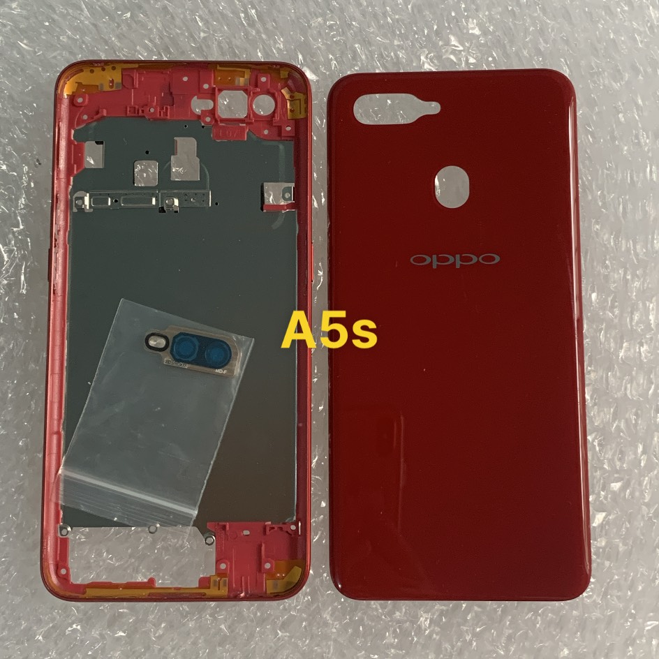 Nắp lưng + viền vỏ điện thoại Oppo A5s có nút bấm, kính camera