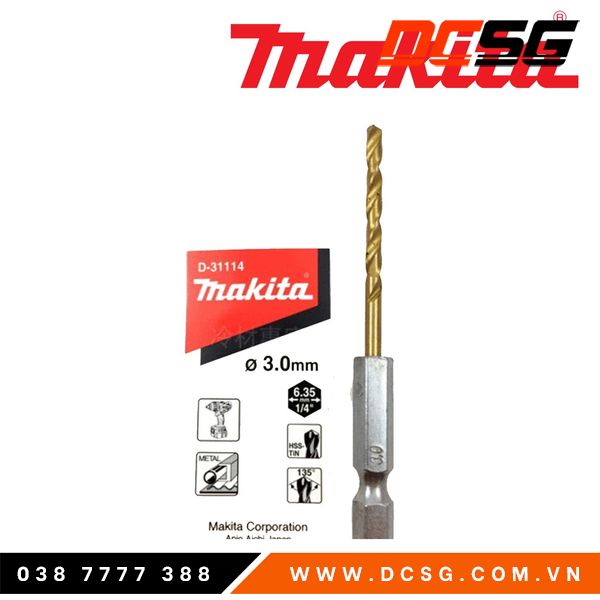 Mũi khoan sắt phủ Titan từ 2.5mm --  12mm chân lục giác NZ Makita