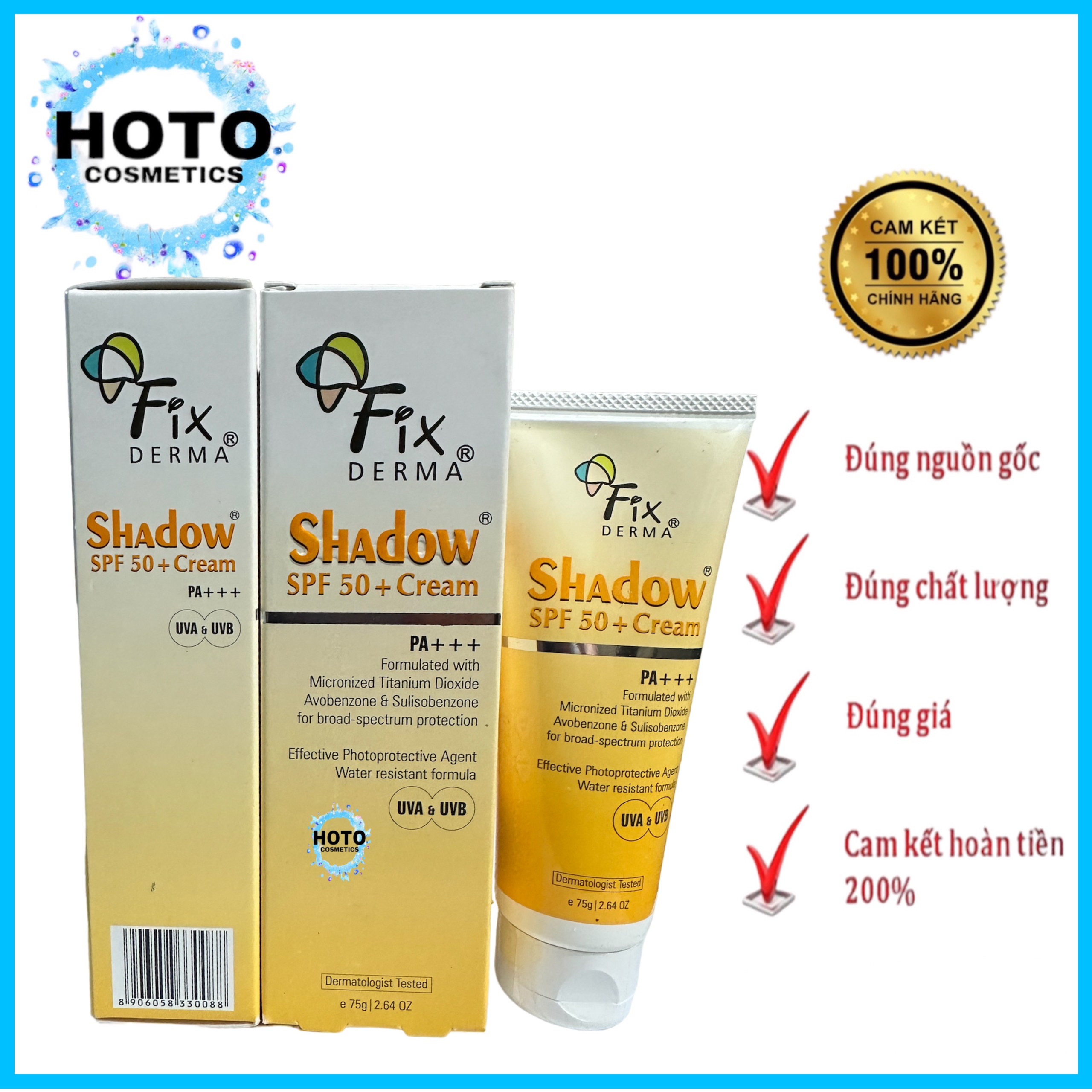 Kem chống nắng Fixderma Shadow SPF 50+ 75g