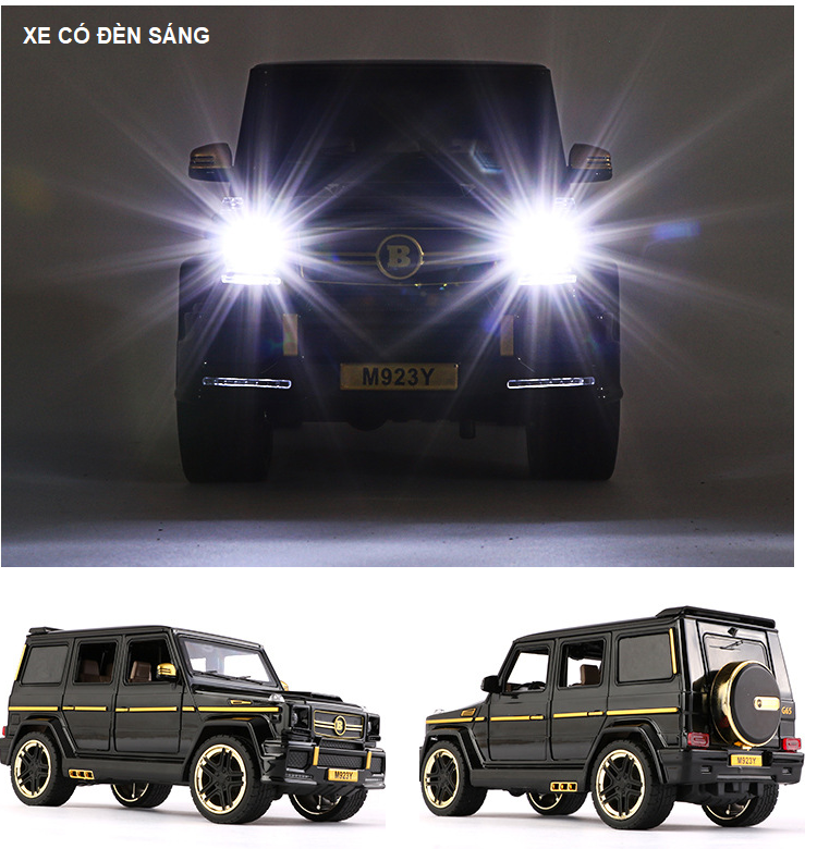 Mô hình xe ô tô Mercedes G65 Brabus XLG 1:24 xe ô tô làm bằng kim loại có đèn và âm thanh mở các cửa xe chạy bằng cót xe đồ chơi trẻ em