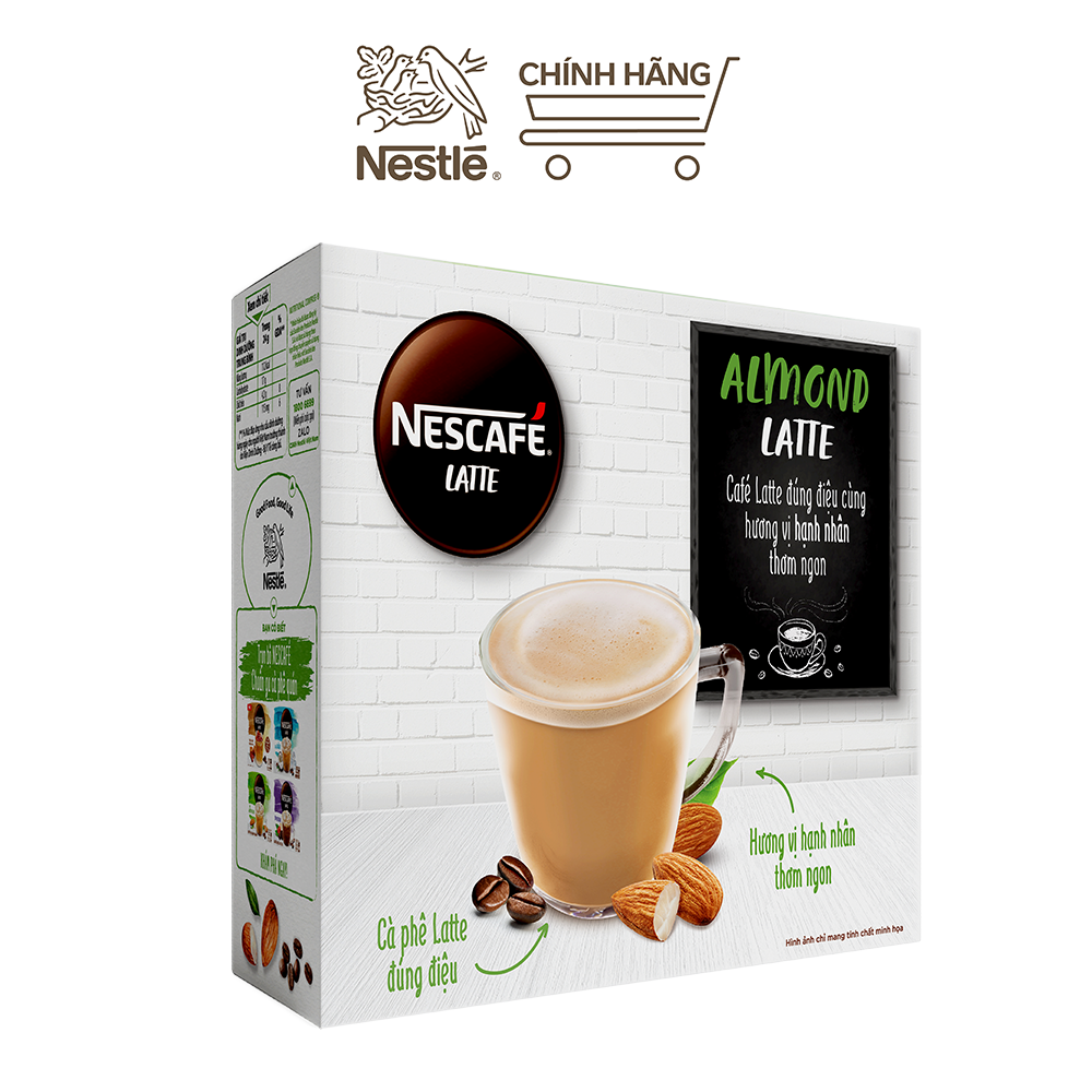 Cà phê hòa tan NESCAFÉ Latte Sữa Hạt Vị Hạnh Nhân (Hộp 10 gói x 24g)