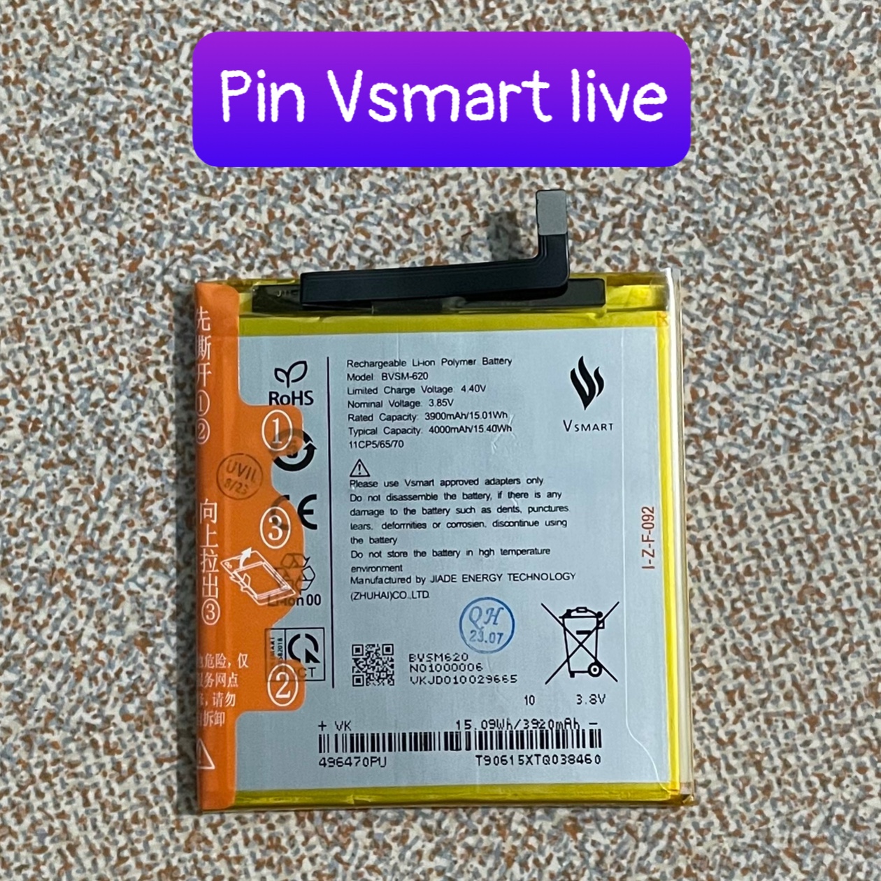 pin điện thoại Vsmart Live mã BVSM-620 (ZIN)