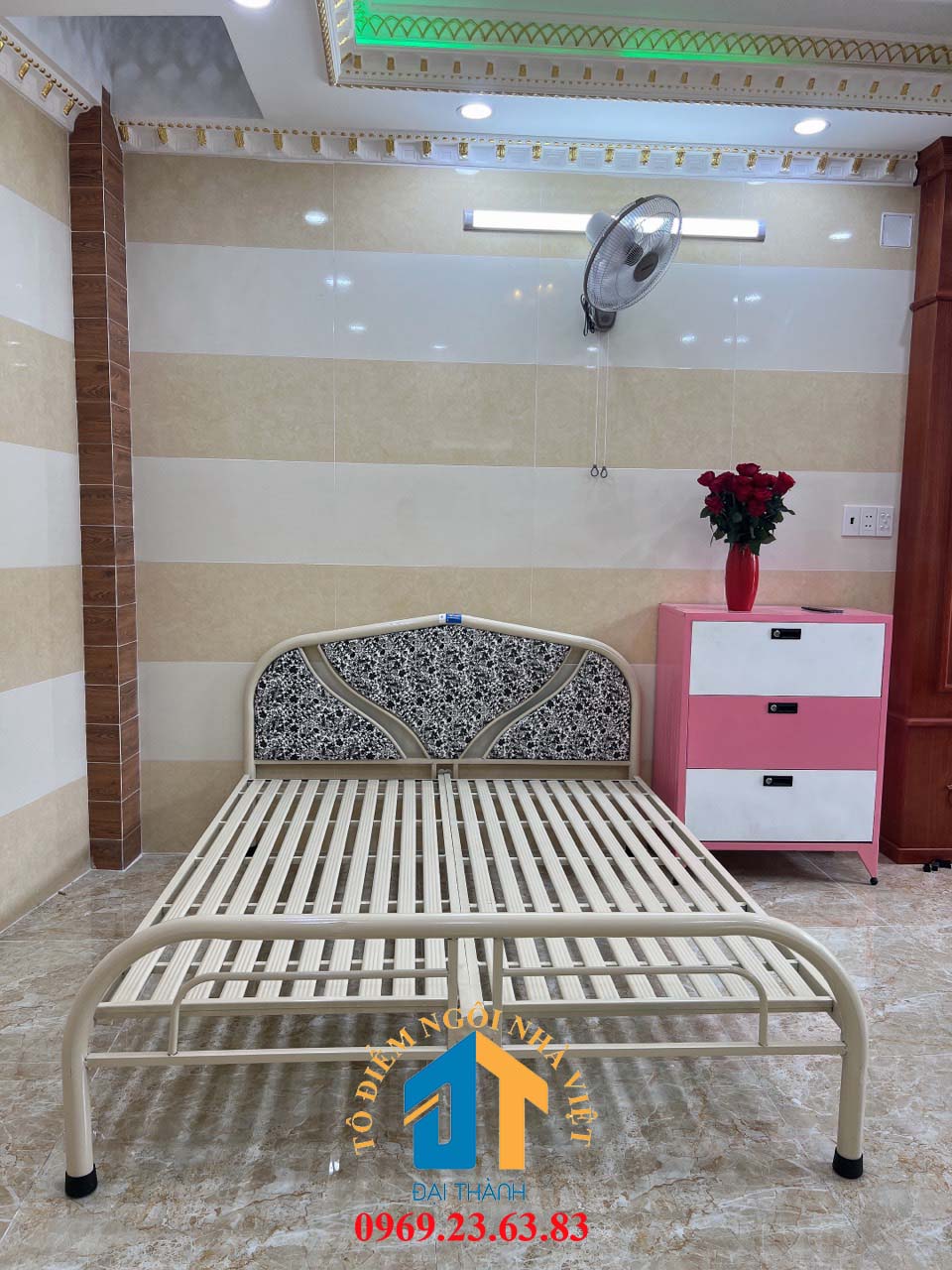 Giường  sắt ngang 1M4 dài  2M – GS04