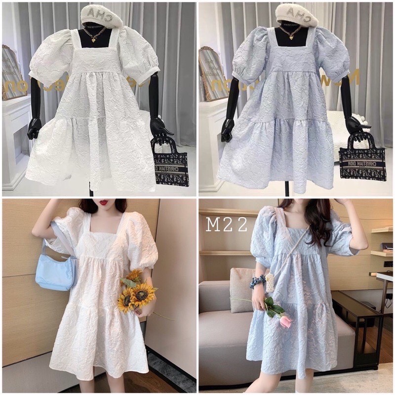 Đầm Babydoll Cổ Vuông Siêu Xinh (Video, Ảnh Thật)