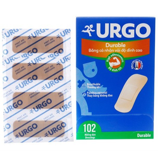 Băng Dán Vết Thương Cá Nhân Urgo Durable (Hộp 102 Miếng)