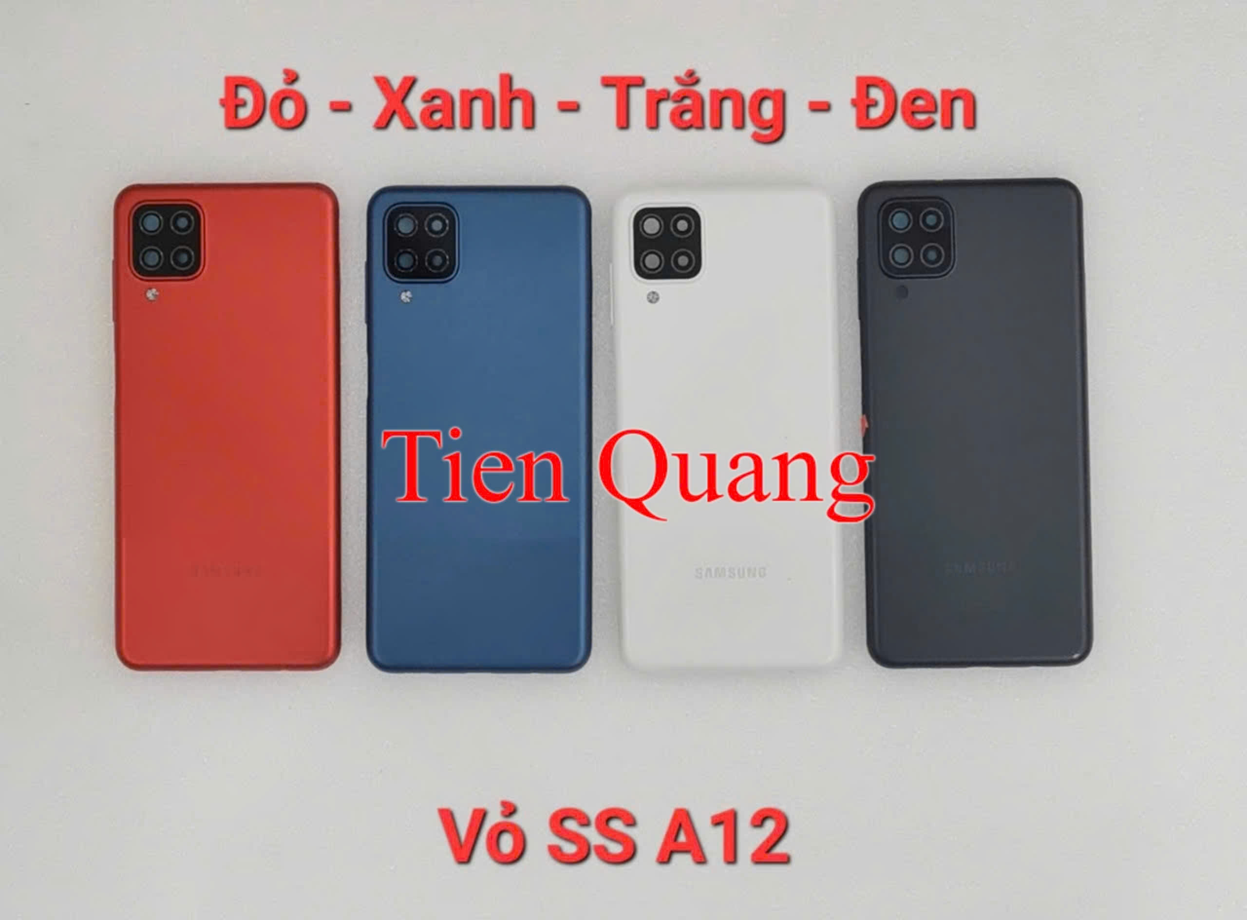 Bộ vỏ Samsung A12 (gồm vỏ, xương, phím bấm, kính cam)