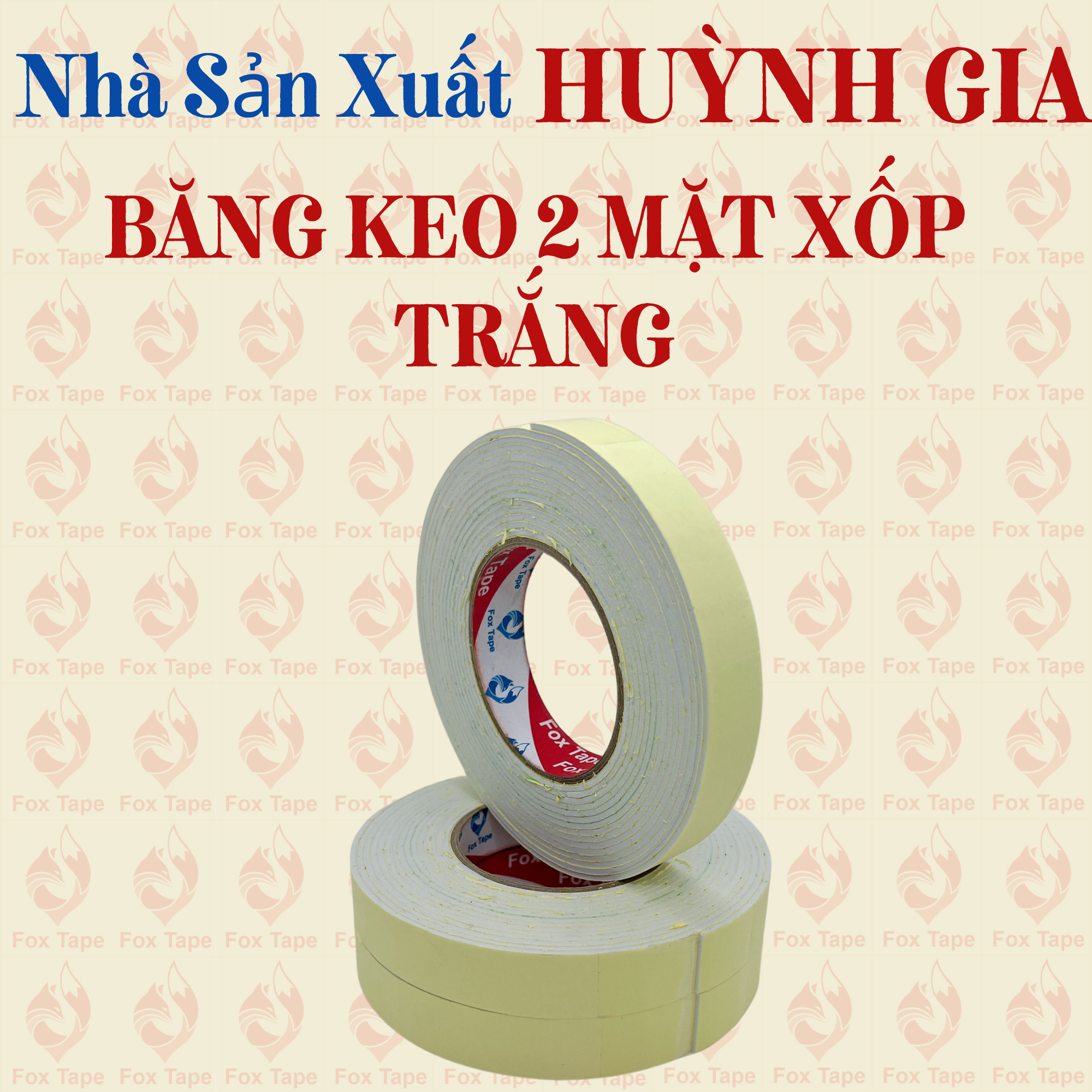 Băng Keo Hai Mặt Xốp Trắng Nhiều Size
