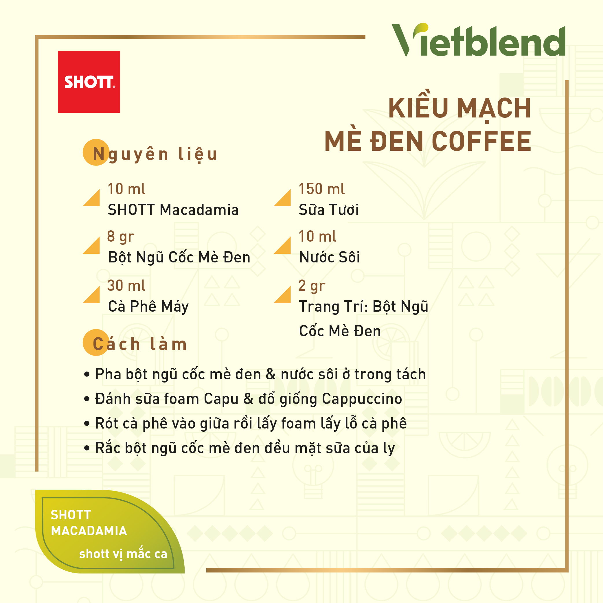 Syrup Pha Chế SHOTT - Vị Hạt Macca (Macadamia) - Chai 1L