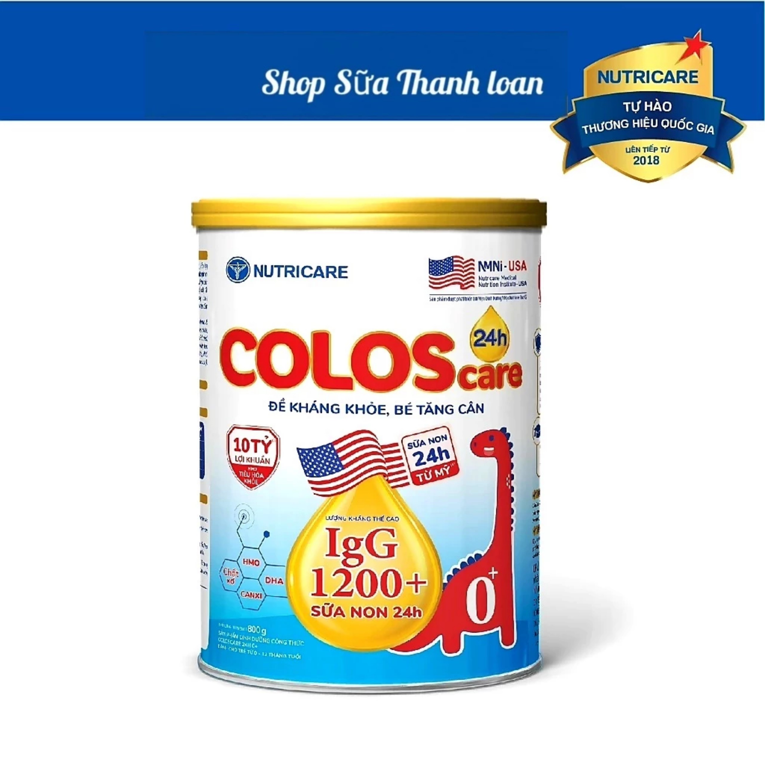 Combo 2 lon sữa bột nutricare coloscare 0+ tăng cường hệ miễn dịch 800g.