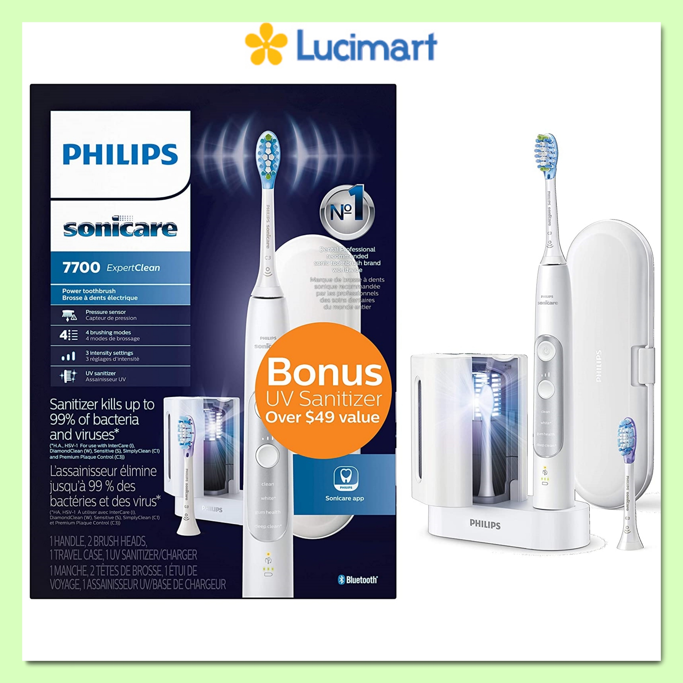 Bàn chải đánh răng điện Philips Sonicare 7700 [Hàng Mỹ]