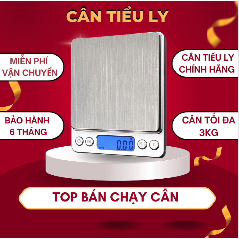 Cân tiểu ly điện tử mini , cân điện tử nhà bếp 3kg tặng kèm khay đựng đồ và 2 viên pin aaa - c2