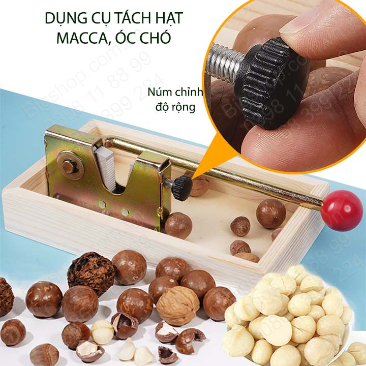 Dụng cụ kẹp tách vỏ hạt macca, óc chó, hạt dẻ bằng tay, có điều chỉnh độ rộng, không bị vỡ hạt