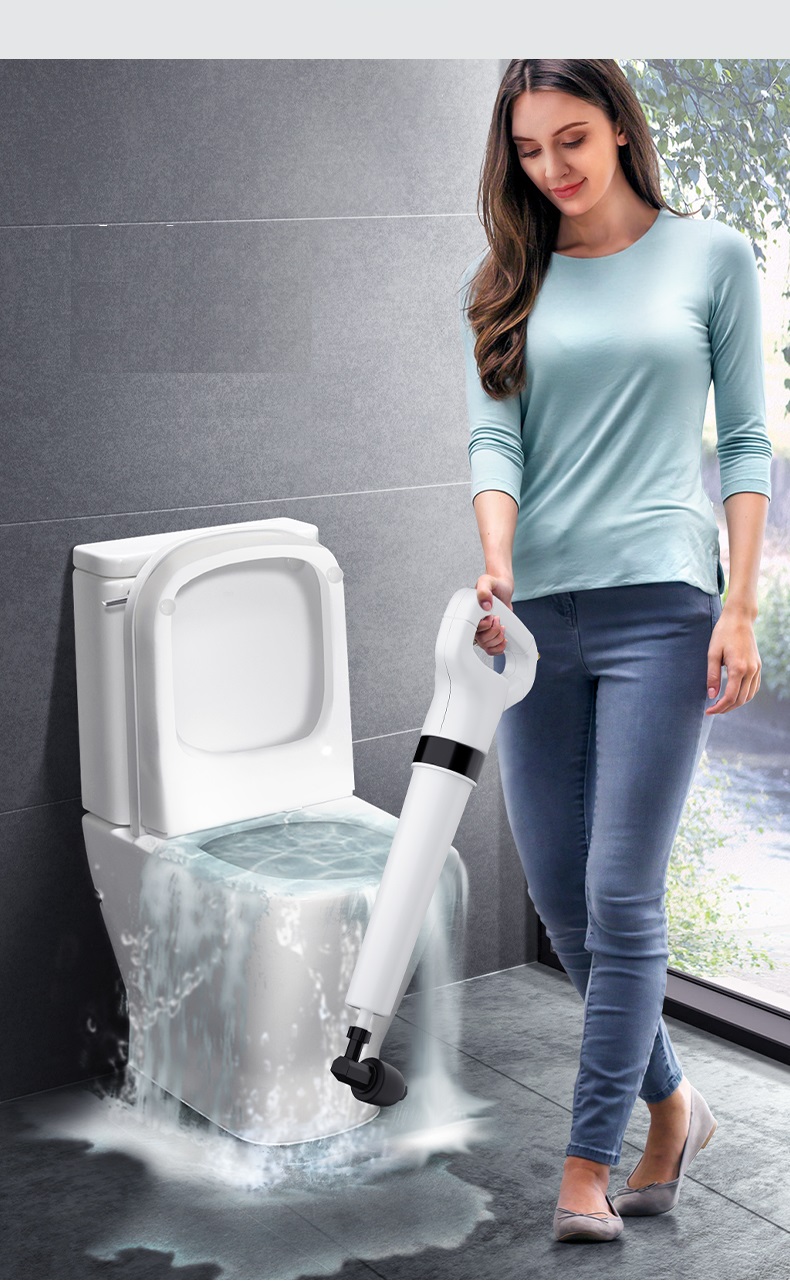Clogged drain solution, toilet jam gun