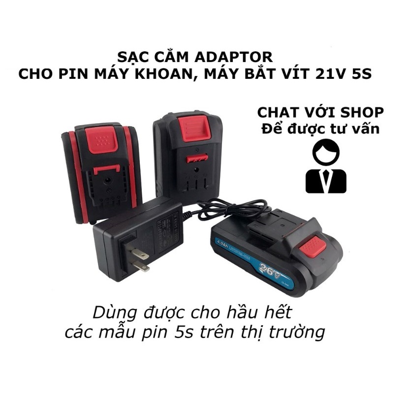 Sạc pin 21v dùng cho máy khoan pin 18v, 21v, 24v, 26v