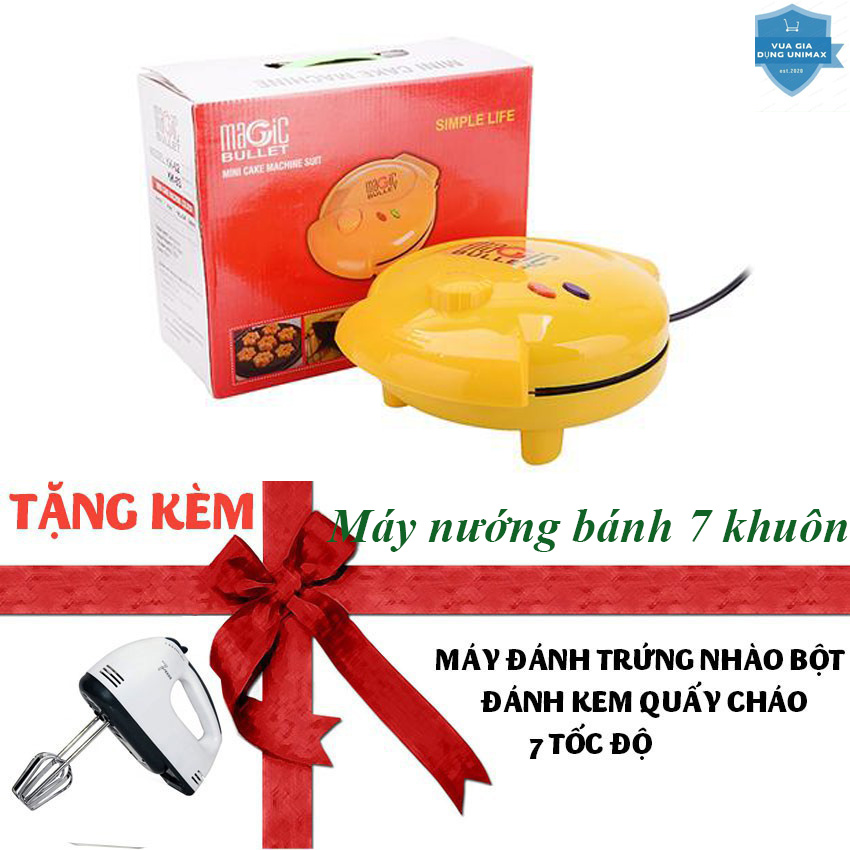 Máy Nướng Bánh, Máy Làm Bánh Hình Thú 7 Khuôn Magic Bullit công suất 1000W nướng bánh dễ dàng- Tặng đánh trứng 7 tốc độ
