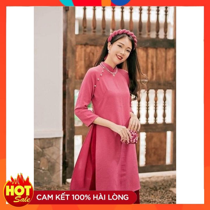 [SALE SỐC] Áo Dài Cách Tân, Áo Dài  Màu Hồng đậm cao cấp