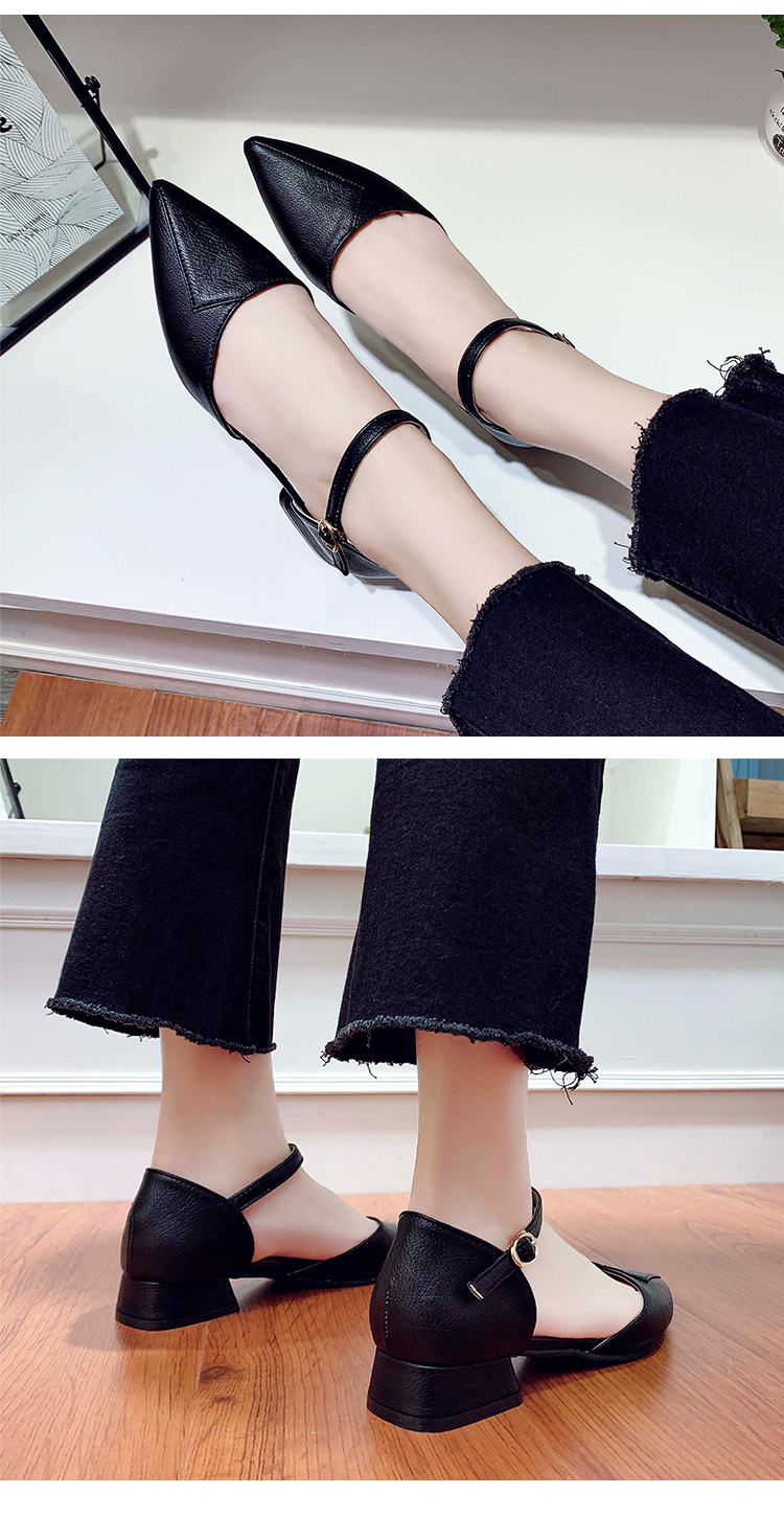 Giày Đế Vuông Xếp Mũi 2 Phân Bít Gót