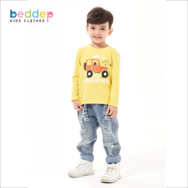 Áo thun trơn dài tay Beddep kids clothes cho bé trai từ 1 đến 8 tuổi B01