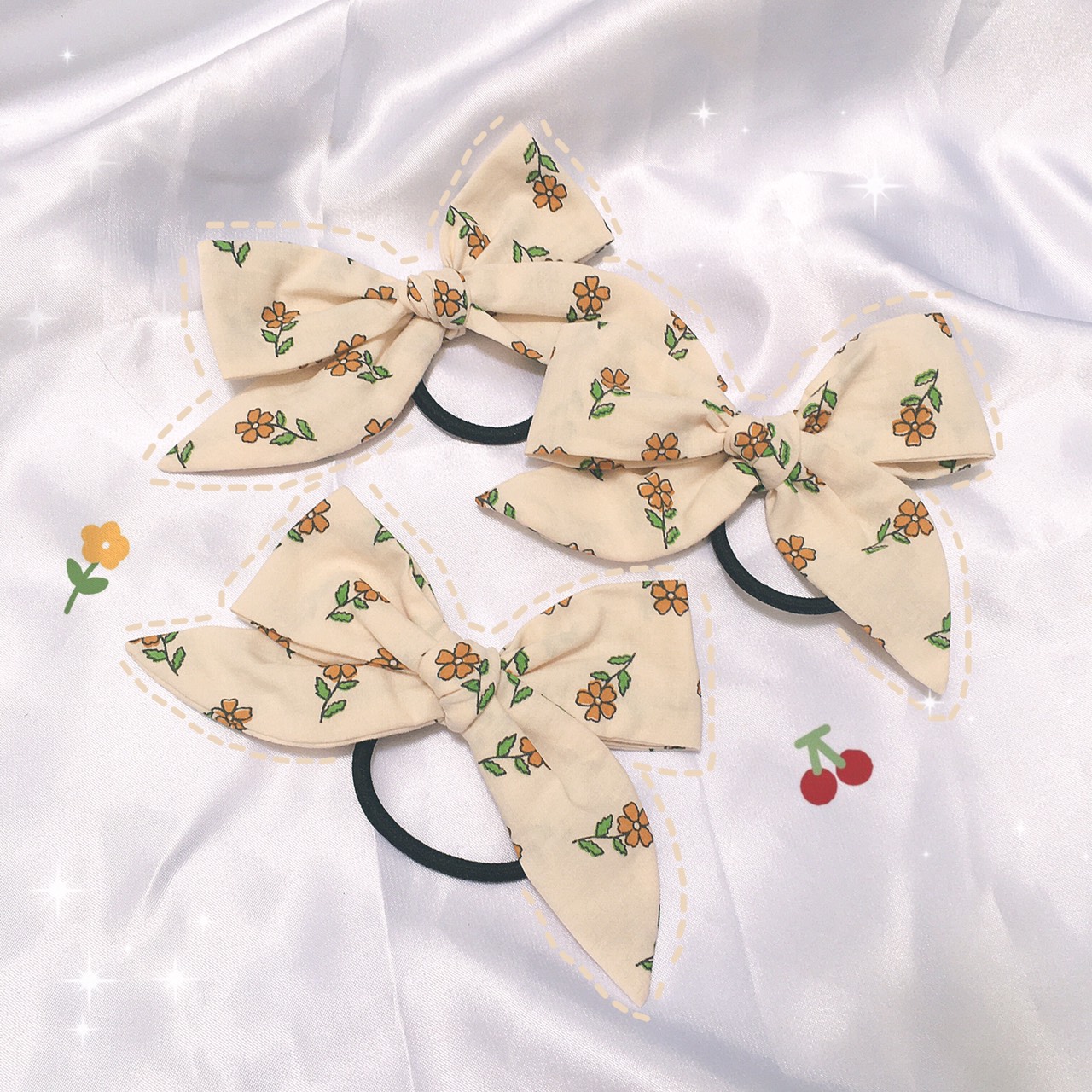 [HCM]CỘT NƠ VẢI LINEN HOA KEM MỚI NHẤT SIÊU DỄ THƯỜNG - CỘT TÓC HOTTREND