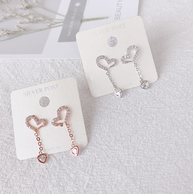 Bông tai tim nhỏ xinh phong cách Hàn Quốc - LB001 + B1293