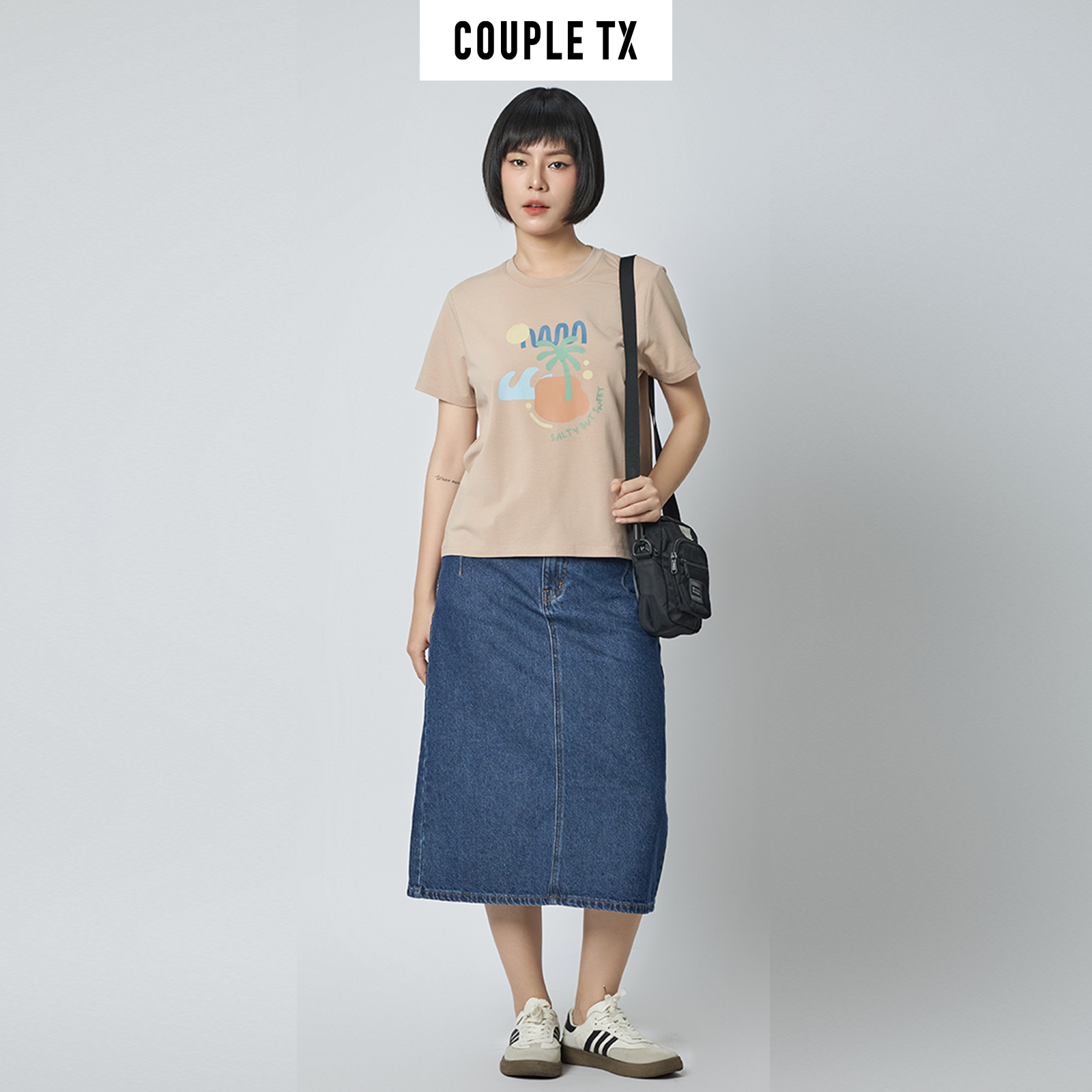 [15.1 - 17.1 Voucher lên đến 200K] Áo Thun Nữ COUPLE TX - Áo Phông Cotton, Tay Ngắn, Cổ Tròn, Hình In Modal In Art WTS 2370