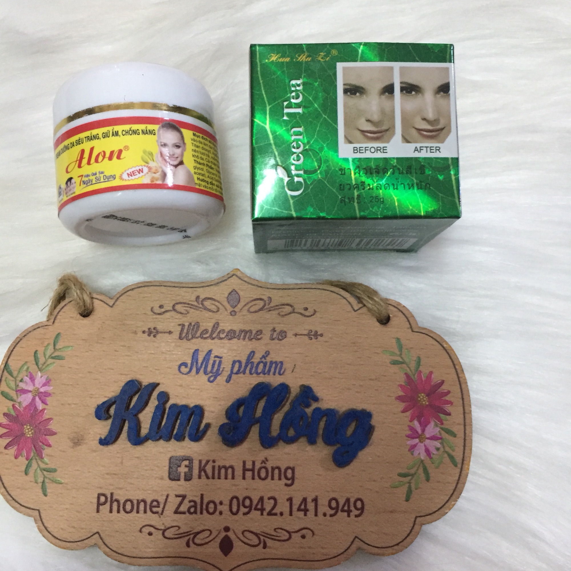 BỘ ĐÔI KEM DƯỠNG TRẮNG DA GIỮ ẨM CHỐNG NẮNG VÀ  NÁM ALON VÀ GREEN TEA SEVEN DAY