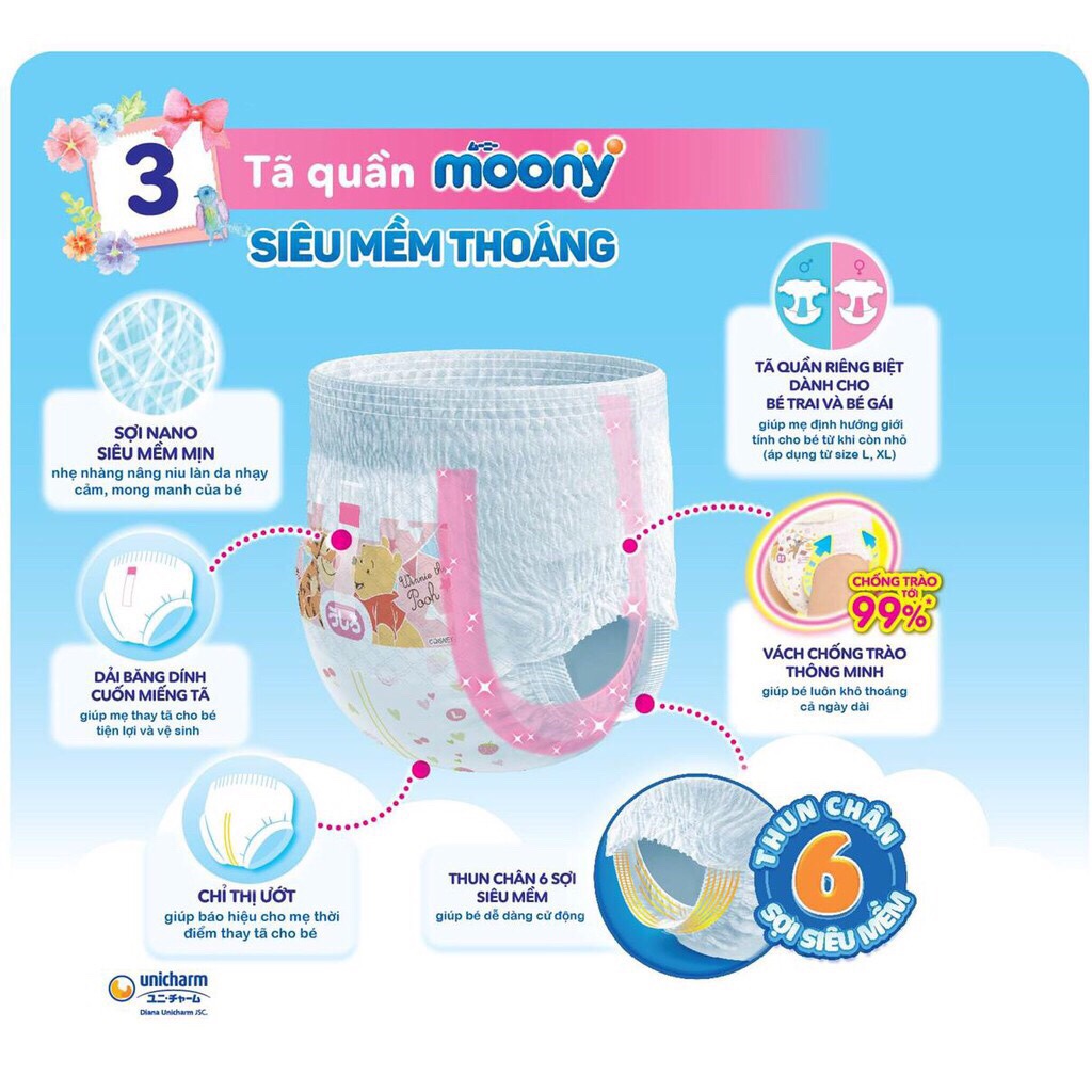[HCM]Tã quần cao cấp Moony M - 58 miếng (6-11kg)