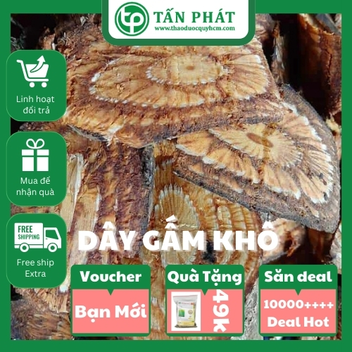 Dây gắm sấy khô túi lớn loại 1kg Thảo Dược Tấn Phát - Hàng công ty chất lượng cao