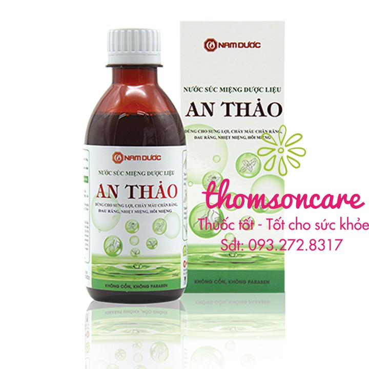 Nước súc miệng An Thảo từ thảo dược - chai 250ml phòng các bệnh răng miệng, giảm hôi miệng, nhiệt lợi miệng , ,