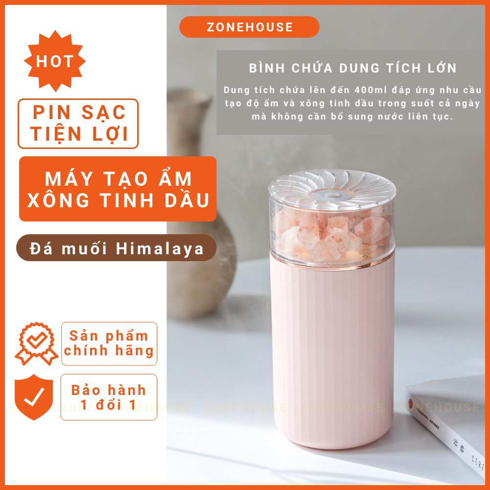 Máy xông tinh dầu đá muối Himalaya ZONEHOUSE, đá muối tự nhiên, đèn xông tinh dầu ô tô, văn phòng, nhà ở [ZONESHOP]