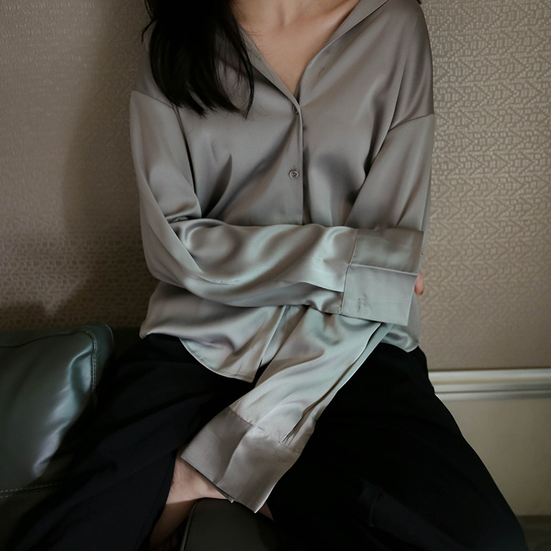 Ms272 áo sơ mi nữ lụa satin bóng