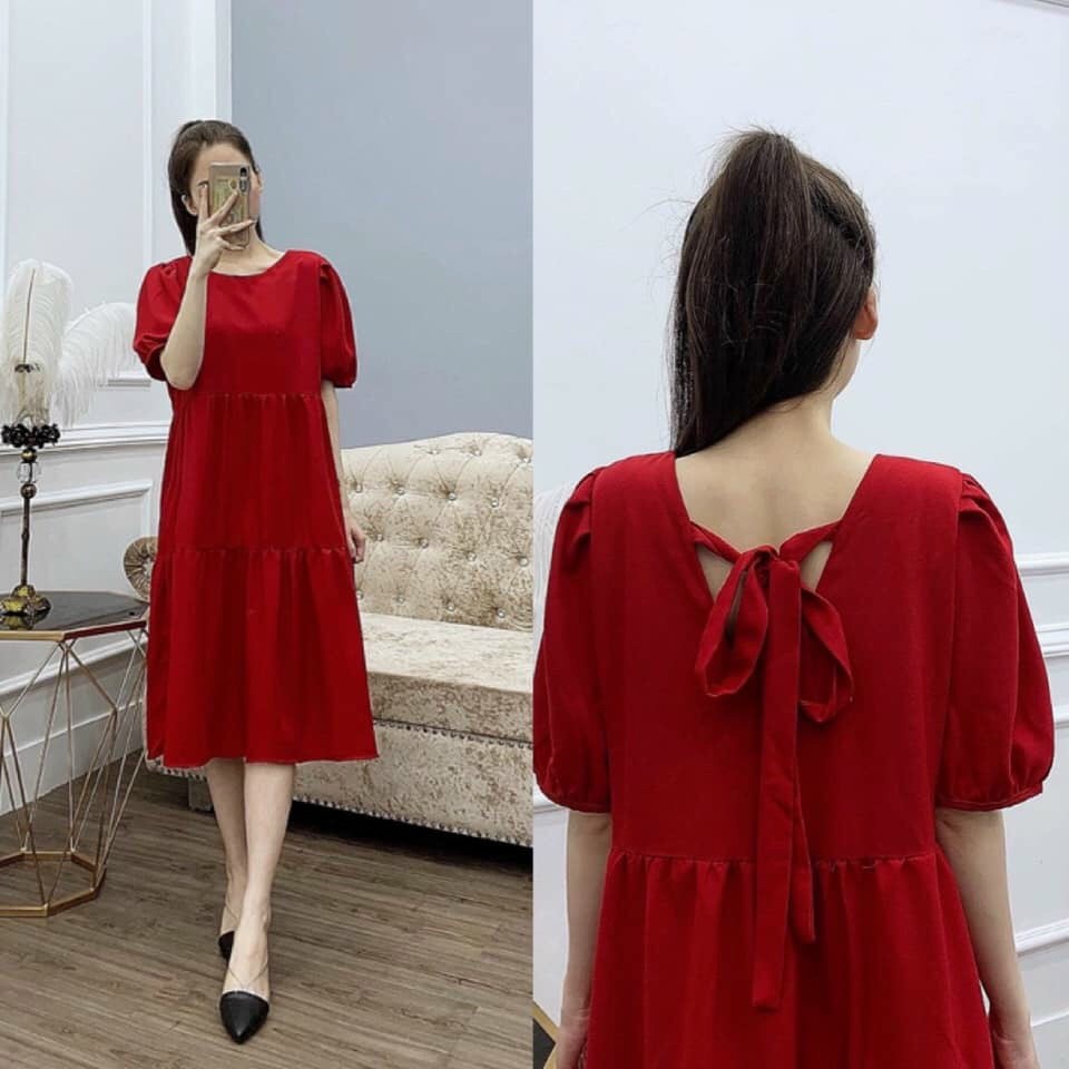 Đầm bigsize dáng suông form dài dưới 70kg màu sắc trẻ trung-váy bầu dễ thương