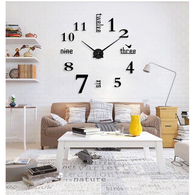 Đồng Hồ Treo Tường 3D Trang Trí Phòng Khách, Đồng Hồ Dán Tường Decor Phòng Khách Đường Kính 40cm bán chạy