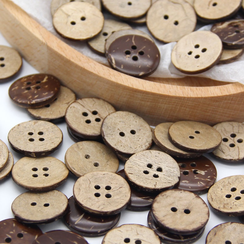 (Gói 10 cái) Nút Gỗ Dừa Dùng Kết Đính Trang Phục Làm Đồ Handmade Nhiều Size