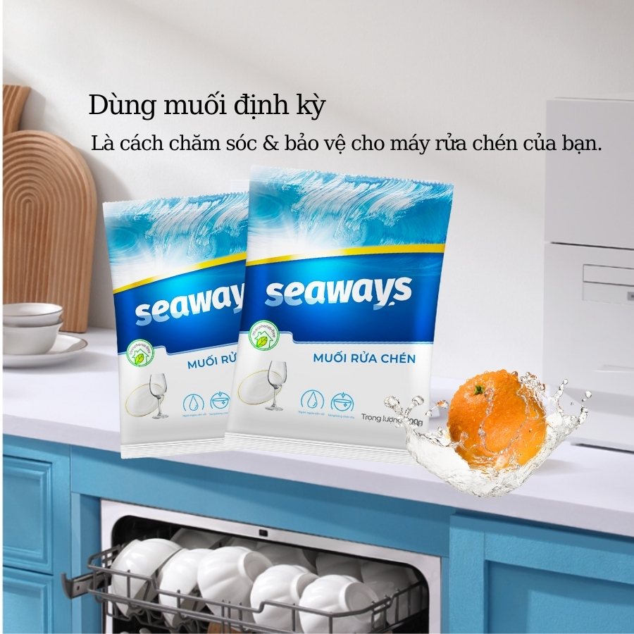 Combo 2 túi muối rửa chén bát Seaways (500gr x 2) - Dành cho mọi máy rửa chén bát