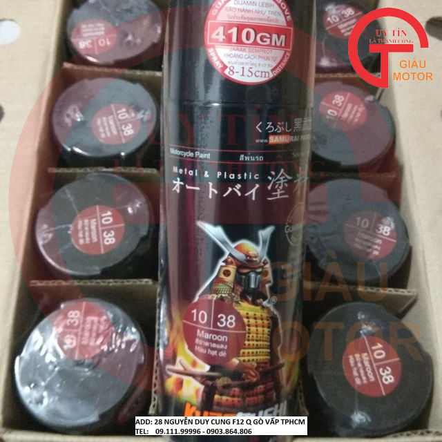 Chai sơn xịt sơn xe máy Samurai 10/38 màu hạt dẻ Maroon